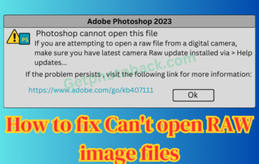 How to fix Can't open RAW image files